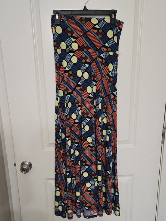 LuLaRoe Dresses & Skirts - LuLaRoe Navy Geometric Dot & Stripe Maxi Skirt